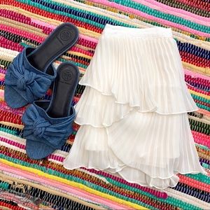 Haute Hippie White Pleated Silk Mini Skirt
